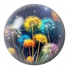 Cabochon en Verre Illustré Pissenlits Lumineux sous les Étoiles 12 à 25mm pour la Création de Bijoux Fantaisie - DIY