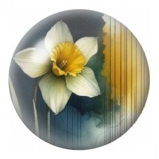 Cabochon en Verre Illustré Jonquille Jaune Graphique 12 à 25mm pour la Création de Bijoux Fantaisie - DIY