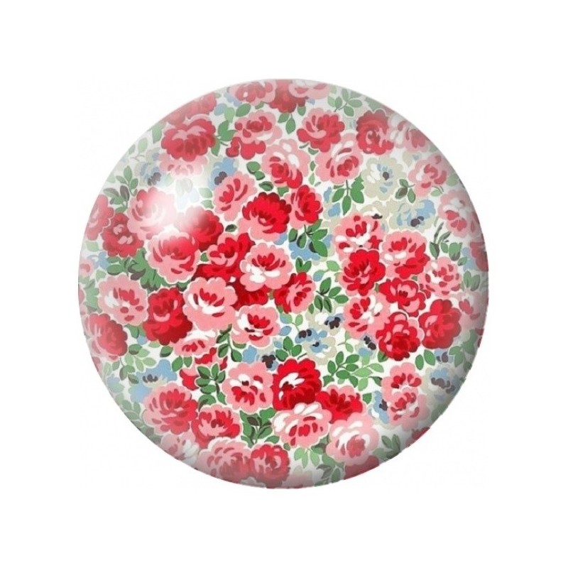 Cabochon en Verre Illustré Petites Roses sur Fond Menthe 12 à 25mm
