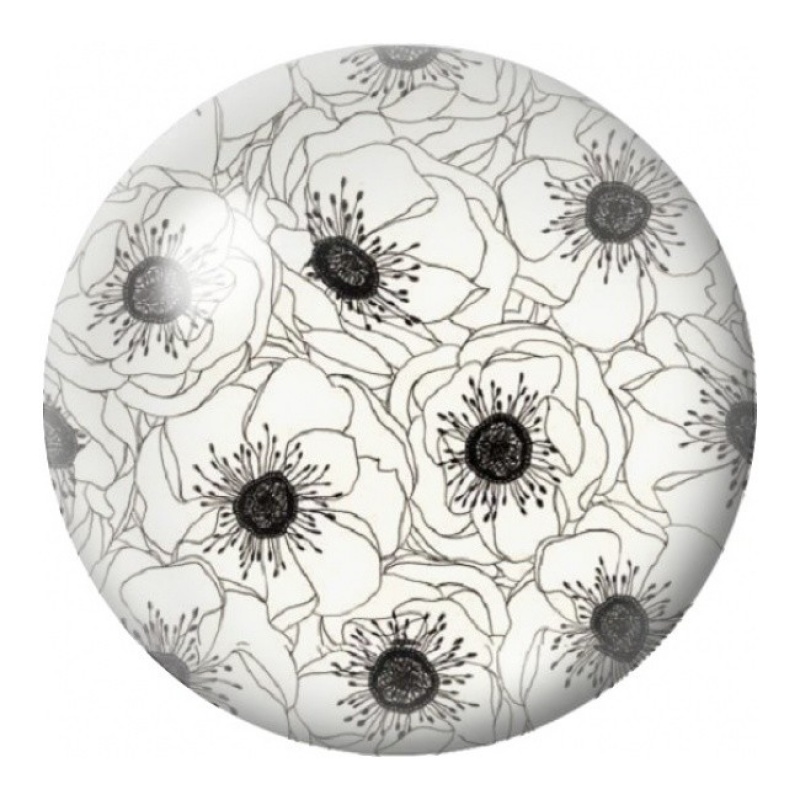 Cabochon en Verre Illustré Fleurs au Trait Noir 12 à 25mm