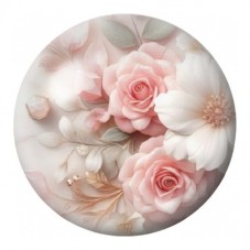 Cabochon en Verre Illustré Roses et Anémones Pastel 12 à 25mm pour la Création de Bijoux Fantaisie - DIY