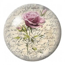 Cabochon en Verre Illustré Rose Mauve Botanique 12 à 25mm pour la Création de Bijoux Fantaisie - DIY