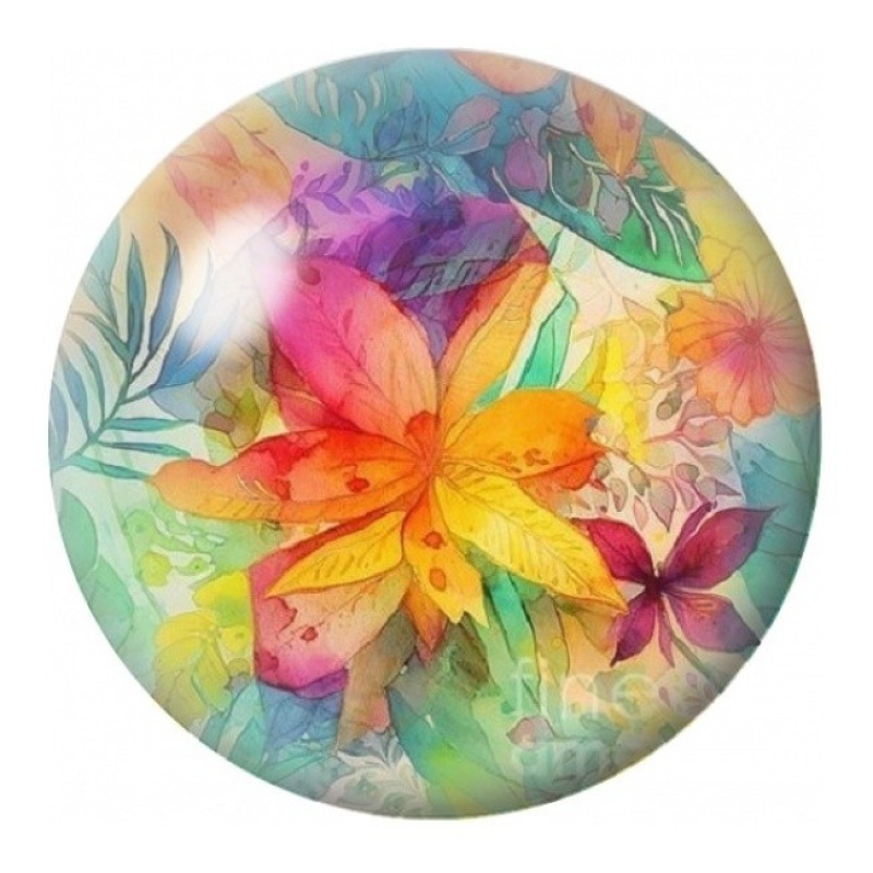 Cabochon en Verre Illustré Lys Orange Aquarelle 12 à 25mm