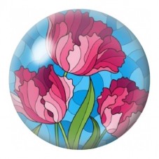 Cabochon en Verre Illustré Fleurs Roses Façon Vitrail 12 à 25mm pour la Création de Bijoux Fantaisie - DIY