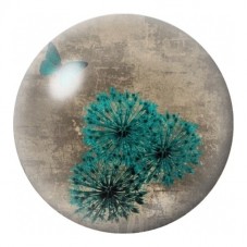 Cabochon en Verre Illustré Pissenlits Turquoise 12 à 25mm pour la Création de Bijoux Fantaisie - DIY