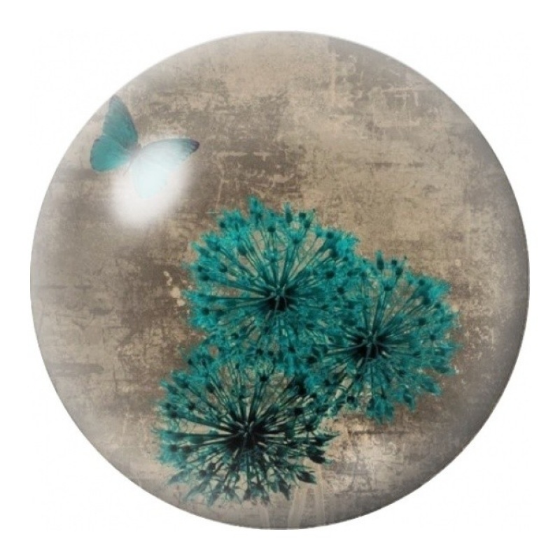 Cabochon en Verre Illustré Pissenlits Turquoise 12 à 25mm