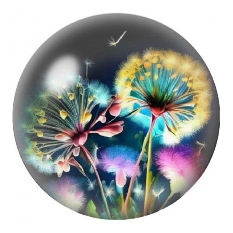 Cabochon en Verre Illustré Pissenlits Lumineux 12 à 25mm