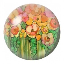 Cabochon en Verre Illustré Jardin Orange en Aquarelle 12 à 25mm pour la Création de Bijoux Fantaisie - DIY