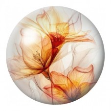 Cabochon en Verre Illustré Fleurs Ambrées Transparentes 12 à 25mm pour la Création de Bijoux Fantaisie - DIY