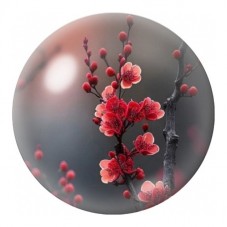Cabochon en Verre Illustré Fleurs de Prunier Rouges 12 à 25mm pour la Création de Bijoux Fantaisie - DIY