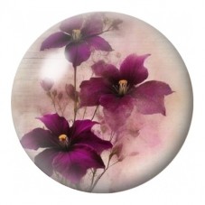 Cabochon en Verre Illustré Clématites Pourpres 12 à 25mm pour la Création de Bijoux Fantaisie - DIY