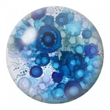 Cabochon en Verre Illustré Bulles Bleues Abstraites 12 à 25mm pour la Création de Bijoux Fantaisie - DIY