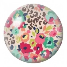 Cabochon en Verre Illustré Fleurs et Léopard Pastel 12 à 25mm pour la Création de Bijoux Fantaisie - DIY