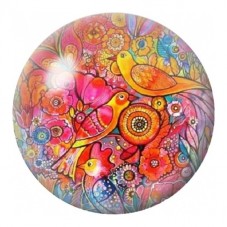 Cabochon en Verre Illustré Oiseaux dans un Jardin Psychédélique 12 à 25mm pour la Création de Bijoux Fantaisie - DIY