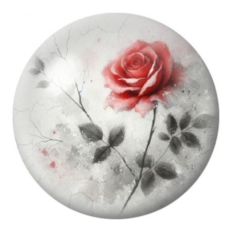 Cabochon en Verre Illustré Rose Rouge en Aquarelle 12 à 25mm
