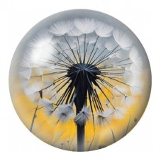 Cabochon en Verre Illustré Pissenlit sur Ciel Doré 12 à 25mm pour la Création de Bijoux Fantaisie - DIY