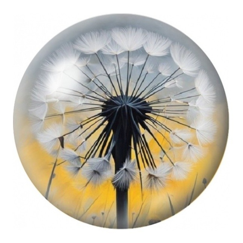 Cabochon en Verre Illustré Pissenlit sur Ciel Doré 12 à 25mm