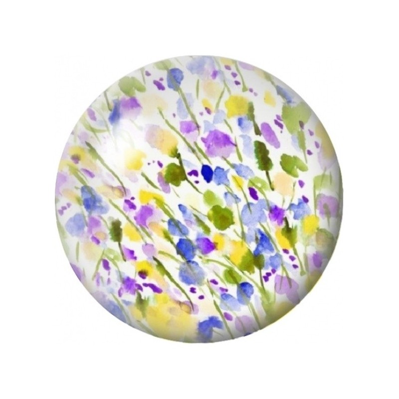 Cabochon en Verre Illustré Prairie Mauve et Citron 12 à 25mm
