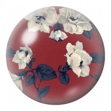 Cabochon en Verre Illustré Roses Blanches sur Fond Bordeaux 12 à 25mm pour la Création de Bijoux Fantaisie - DIY