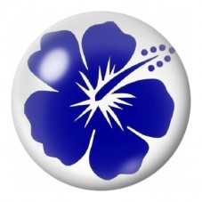Cabochon en Verre Illustré Hibiscus Bleu Minimaliste 12 à 25mm pour la Création de Bijoux Fantaisie - DIY