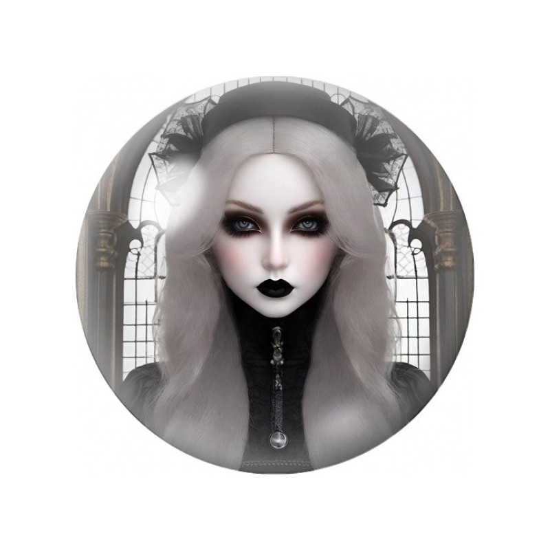 Cabochon en Verre Illustré Femme Gothique à la Cathédrale 12 à 25mm