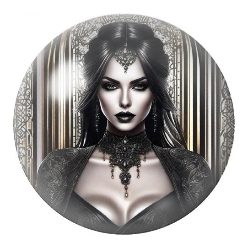 Cabochon en Verre Illustré Dame Gothique au Collier Noir 12 à 25mm