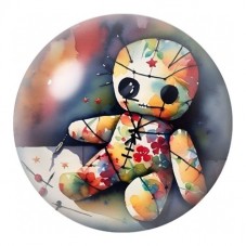 Cabochon en Verre Illustré Poupée Vaudou Patchwork 12 à 25mm pour la Création de Bijoux Fantaisie - DIY