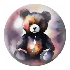 Cabochon en Verre Illustré Ours en Peluche Raccommodé 12 à 25mm pour la Création de Bijoux Fantaisie - DIY