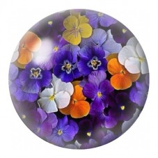 Cabochon en Verre Illustré Pensées Violettes et Orange 12 à 25mm pour la Création de Bijoux Fantaisie - DIY
