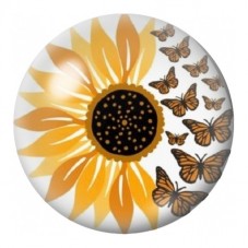 Cabochon en Verre Illustré Tournesol et Papillons 12 à 25mm pour la Création de Bijoux Fantaisie - DIY
