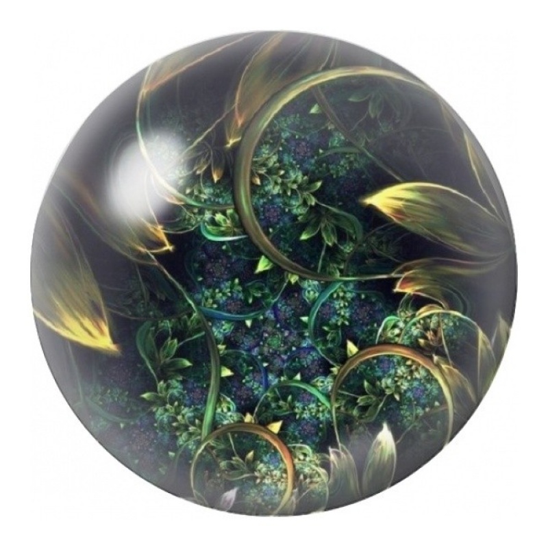 Cabochon en Verre Illustré Jardin Enchanté Vert et Or 12 à 25mm