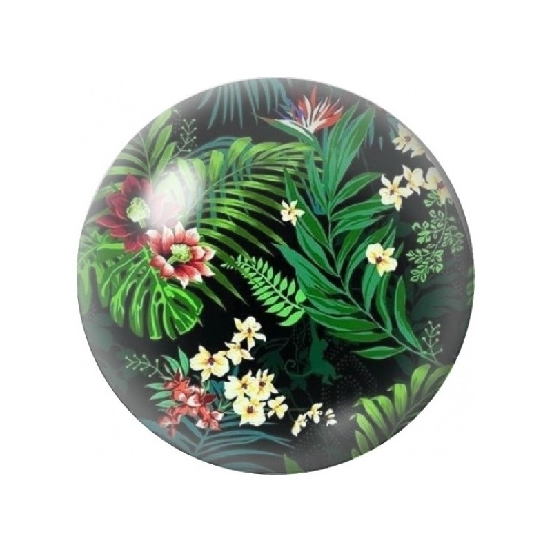 Cabochon en Verre Illustré Jardin Tropical sur Fond Noir 12 à 25mm