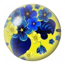 Cabochon en Verre Illustré Pensées Bleues sur Fond Jaune 12 à 25mm pour la Création de Bijoux Fantaisie - DIY