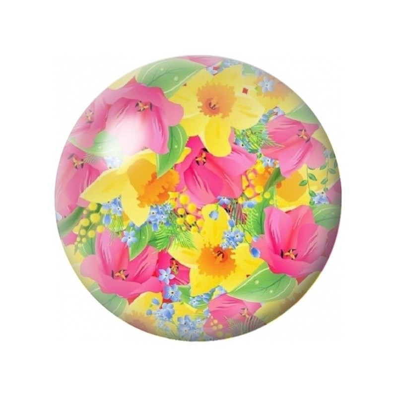 Cabochon en Verre Illustré Fleurs Pop Rose et Jaune 12 à 25mm
