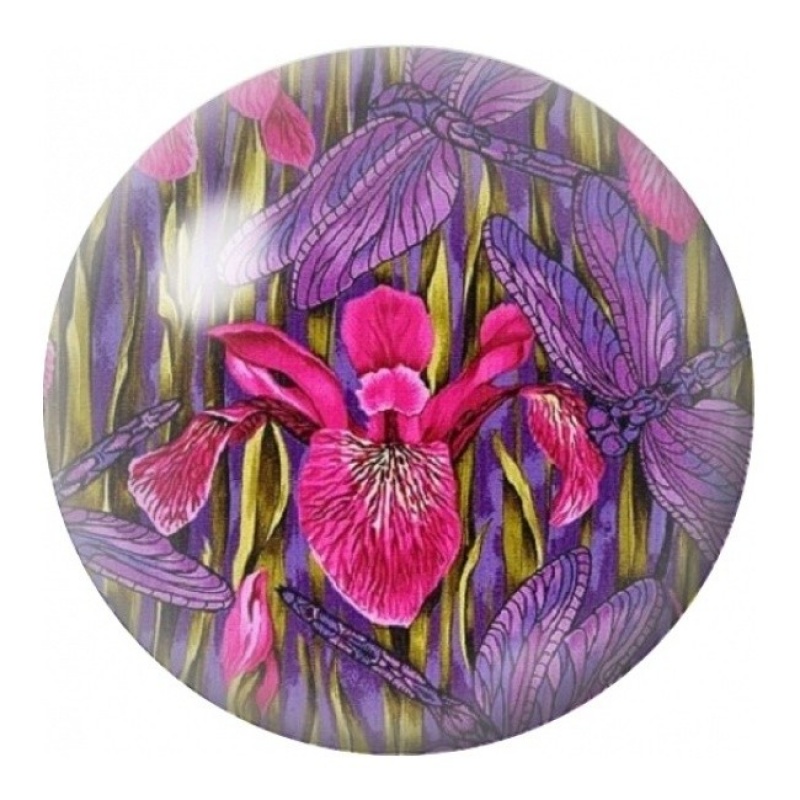 Cabochon en Verre Illustré Iris Fuchsia et Violet 12 à 25mm