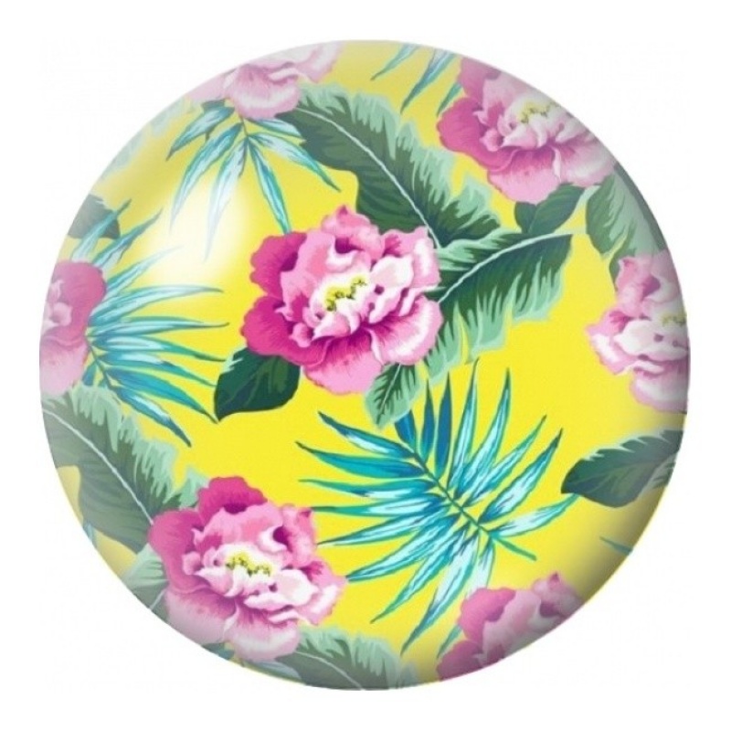 Cabochon en Verre Illustré Roses Tropicales sur Fond Jaune 12 à 25mm
