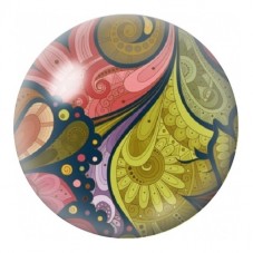 Cabochon en Verre Illustré Paisley Botanique Vert et Corail 12 à 25mm pour la Création de Bijoux Fantaisie - DIY