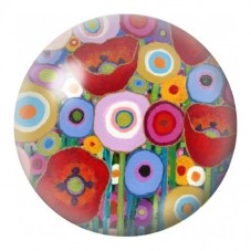 Cabochon en Verre Illustré Fleurs Rondes Folk Multicolores 12 à 25mm pour la Création de Bijoux Fantaisie - DIY