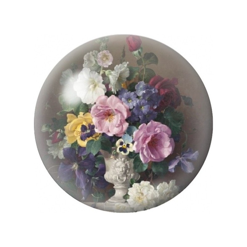 Cabochon en Verre Illustré Bouquet de Fleurs Anciennes 12 à 25mm