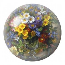 Cabochon en Verre Illustré Bouquet Champêtre en Vase 12 à 25mm pour la Création de Bijoux Fantaisie - DIY