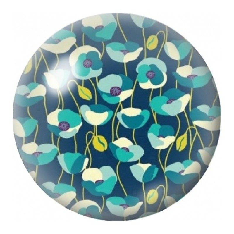 Cabochon en Verre Illustré Lianes Fleuries Turquoise 12 à 25mm
