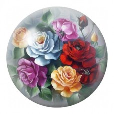 Cabochon en Verre Illustré Roses Multicolores en Bouquet 12 à 25mm pour la Création de Bijoux Fantaisie - DIY