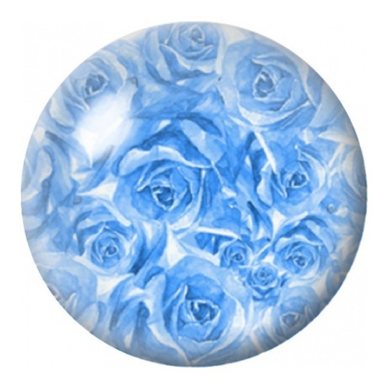 Cabochon en Verre Illustré Roses Bleues en Profusion 12 à 25mm