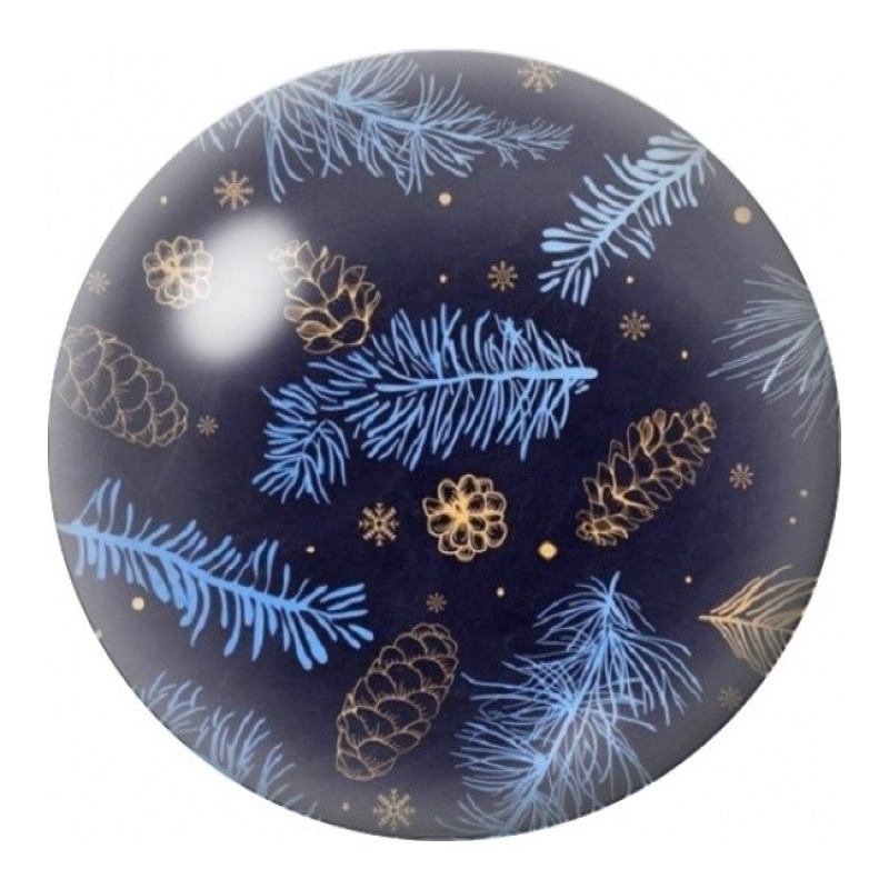 Cabochon en Verre Illustré Branches de Pin et Flocons Dorés 12 à 25mm