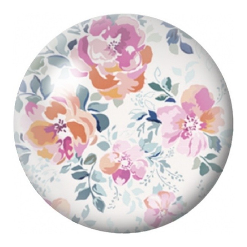 Cabochon en Verre Illustré Roses Pastel Corail et Gris 12 à 25mm