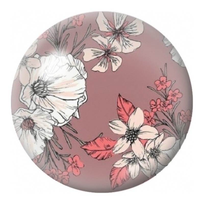 Cabochon en Verre Illustré Fleurs Corail au Trait Noir 12 à 25mm