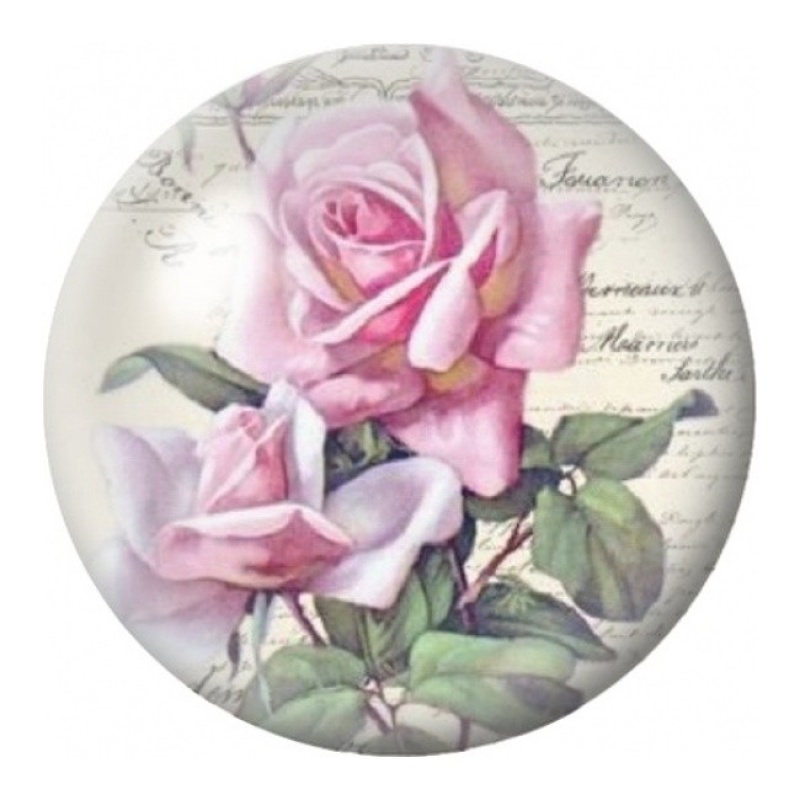 Cabochon en Verre Illustré Roses Roses sur Lettre Ancienne 12 à 25mm