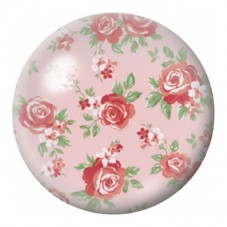 Cabochon en Verre Illustré Petites Roses Corail sur Fond Rose 12 à 25mm pour la Création de Bijoux Fantaisie - DIY