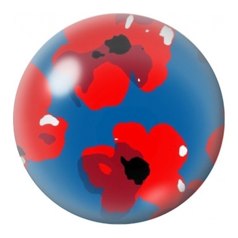 Cabochon en Verre Illustré Coquelicots Rouges sur Fond Bleu 12 à 25mm