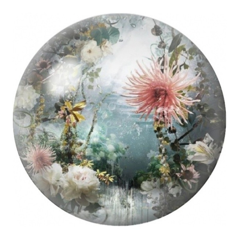 Cabochon en Verre Illustré Jardin Brumeux aux Fleurs Roses 12 à 25mm